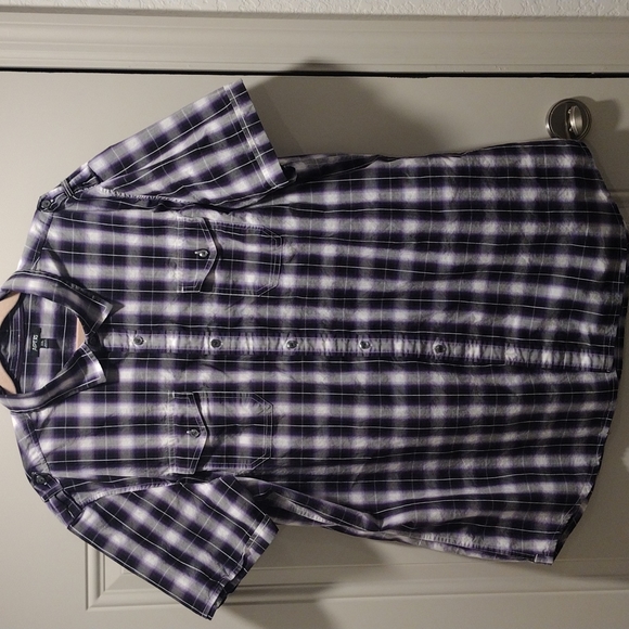 Apt 9xxl short sleeve button down shirt purple black white - Picture 1 of 9